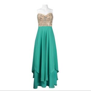 DECODE Crystal Embellished Strapless Layered Dress